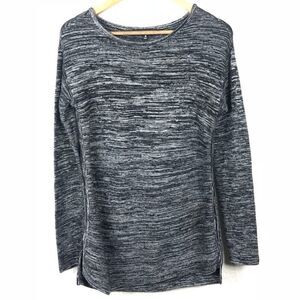 Ellen Tracy Black & Ivory Marled Tunic Top Medium